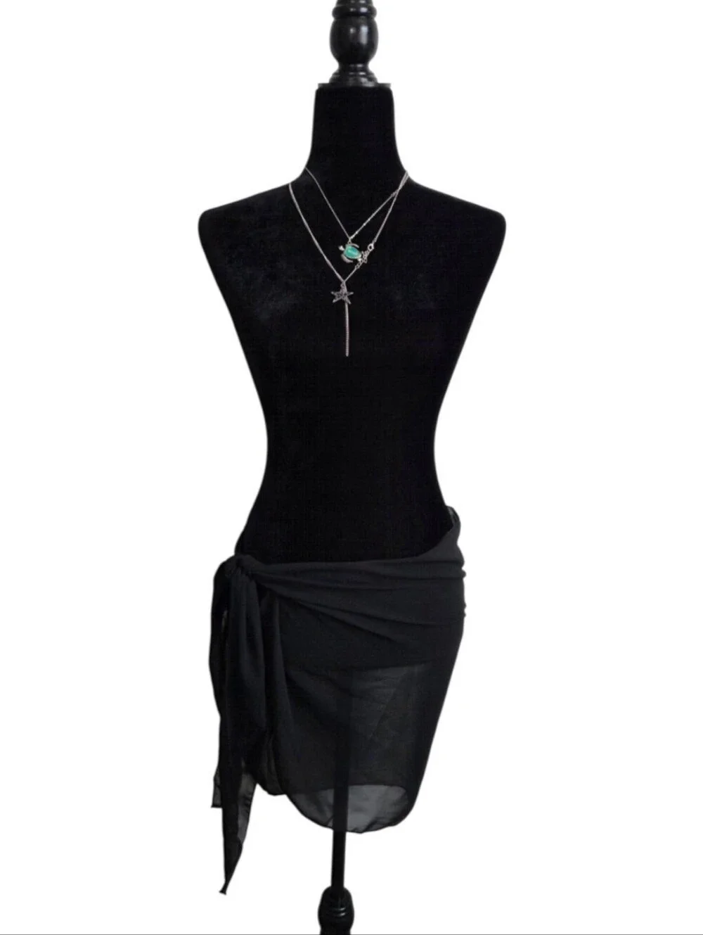 Ekouaer Black Swimsuit Coverup Wrap Sarong OS NWT